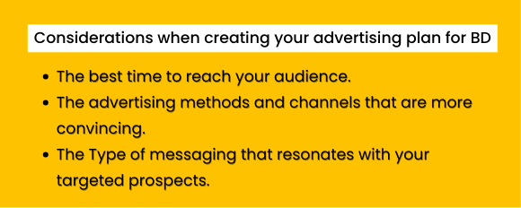 Consideration when creating your plan for BD